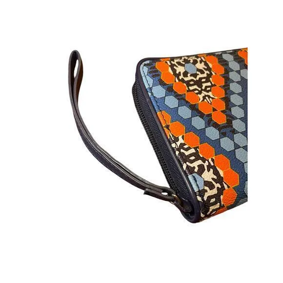 Vera Bradley Marrakesh Beads‎ Large Blue Orange Zip Card Travel Wallet/Wristlet - Image 3