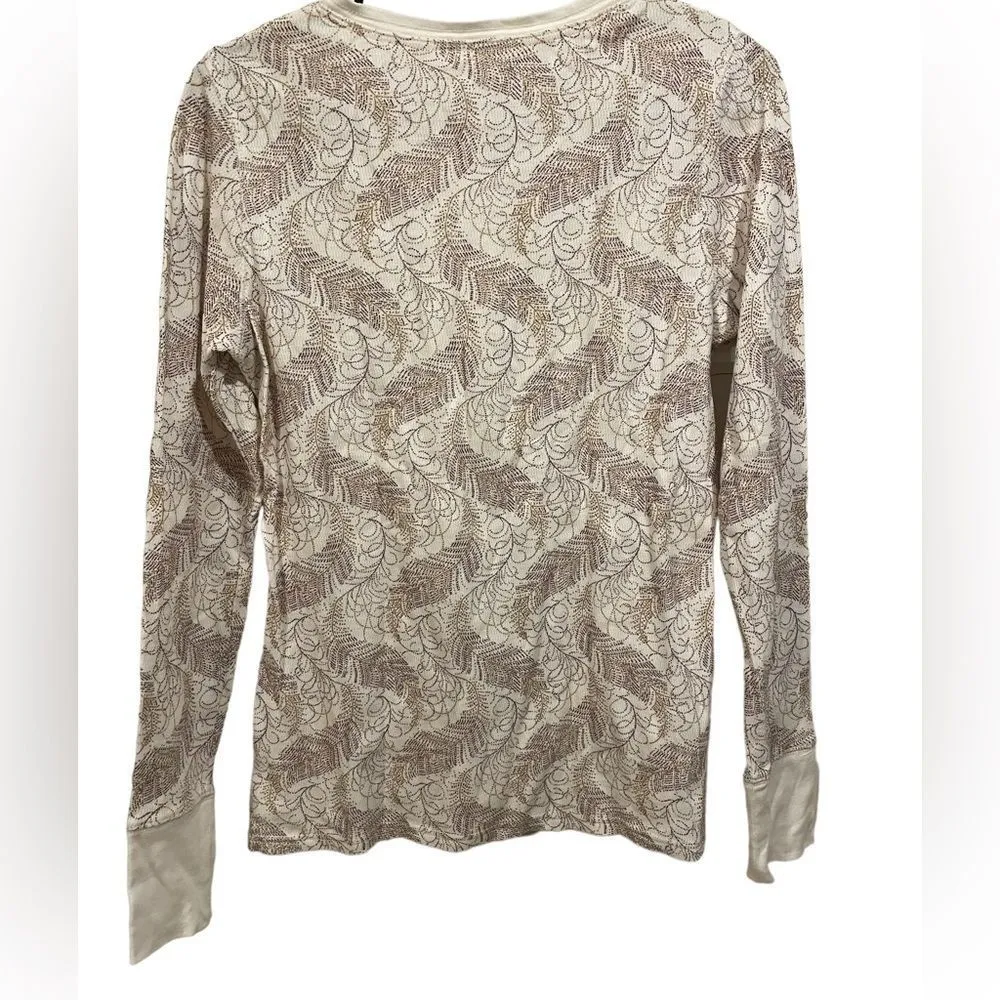 Eddie Bauer Purple Gold Feather Long Sleeve Outdoor Cotton Base Layer Button Top - Image 5