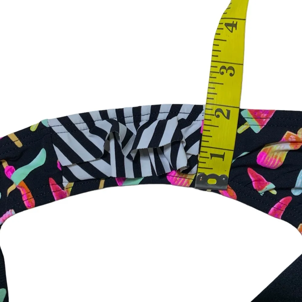 Juicy Couture Bikini Swim Bottom Ruffle Popsicle Print Black Multicolor Medium - Image 5