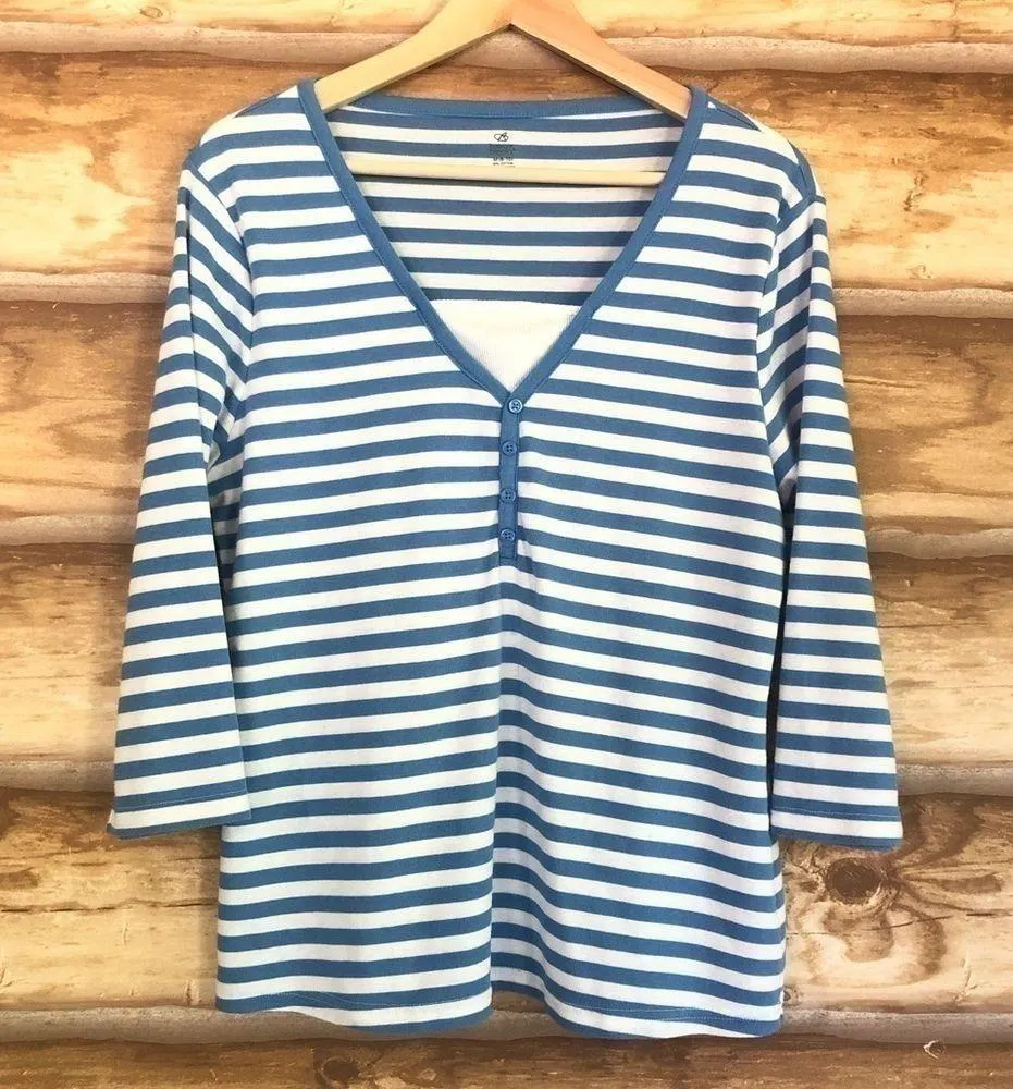 Bobbie Brooks striped mock layered v-neck size medium - Image 2
