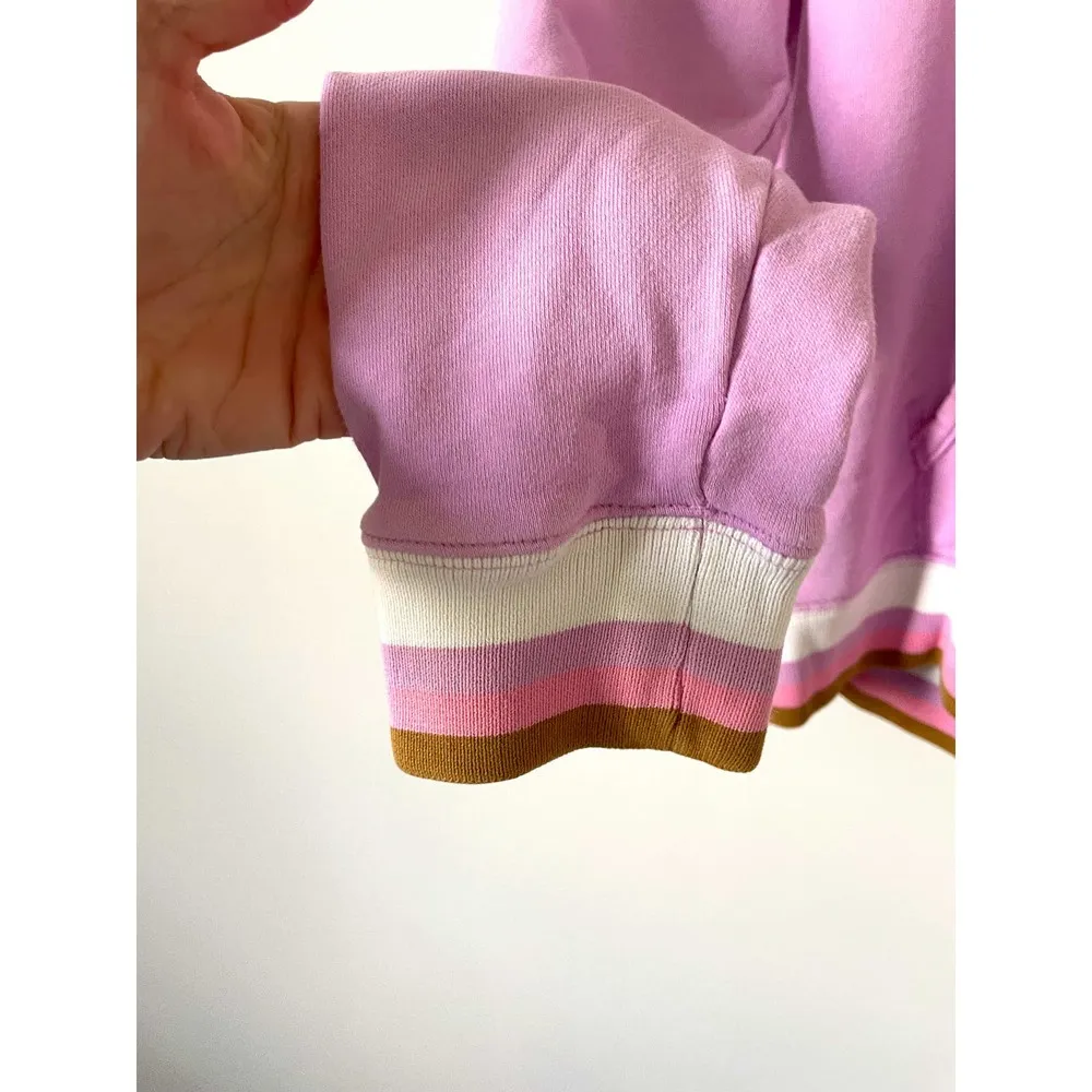J. Crew Boho Striped Hoodie Sweatershirt Purple Size XS - Image 6
