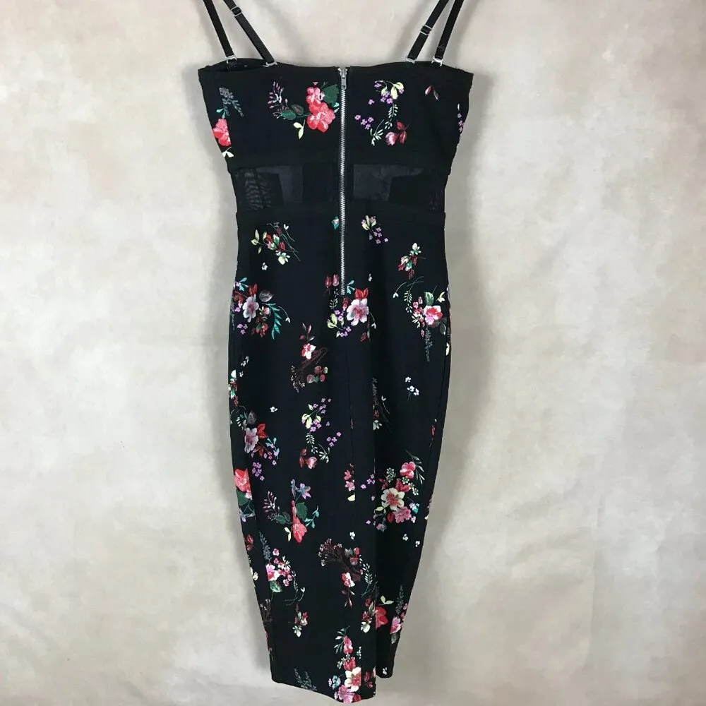 Material Girl Black Floral Bustier Bodycon Party Dress NWT SMALL - Image 8