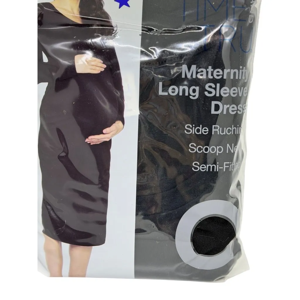NEW Time and Tru Maternity LS Dress 2XL 20 Solid Plain Black Semi - Image 3