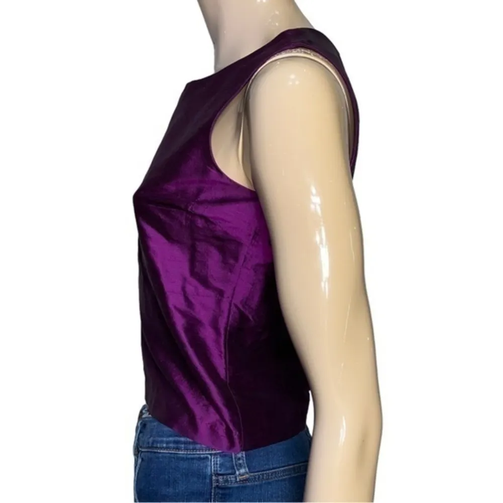 Calypso Women’s Size XS Purple Silk Taffeta Twin Set Tank & Button Jacket - Image 7