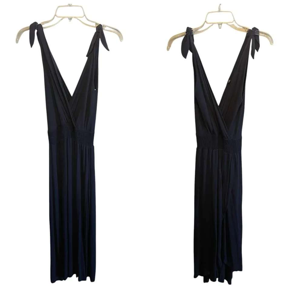 Lulus Maxi wrap Dress Surplice Neckline Navy Blue Size Small Formal Tie Straps - Image 8