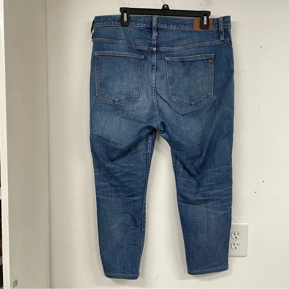 Madewell 10in High Rise Skinny Jeans Womens 32 Cropped Ankle Blue Zip Fly - Image 7