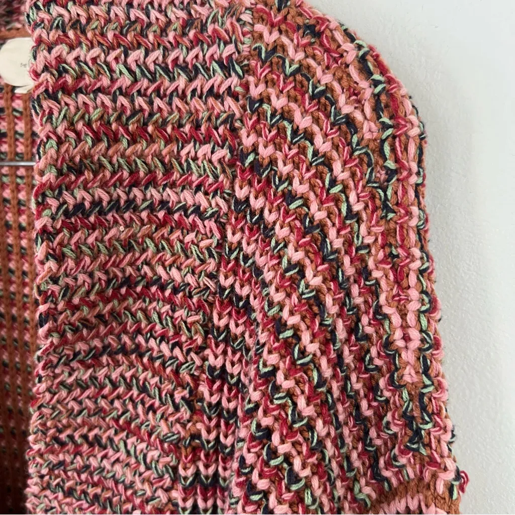 The Great. The Cropped Montana Cardigan Mixed Weave Sz 1 (S) Pink - Image 4