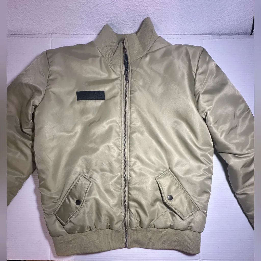 GUESS Luke Lace‎ Up Sporty Bomber Jacket Women’s Size M Olive Green Black Laces - Image 6