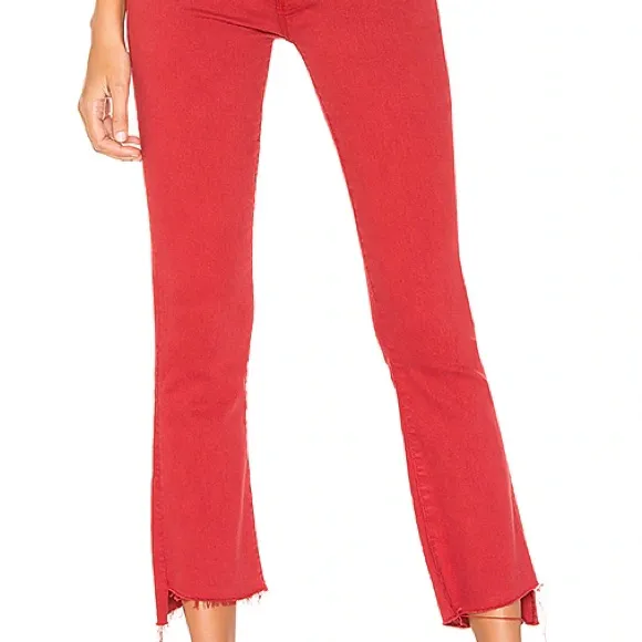 MOTHER the insider crop step fray jeans in hot red size 26 - Image 3