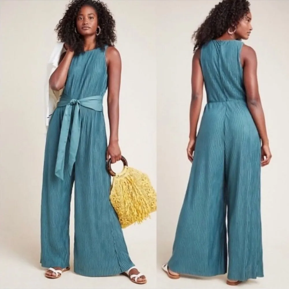 Anthropologie Teal Wide Leg Jumpsuit NWT - Image 2