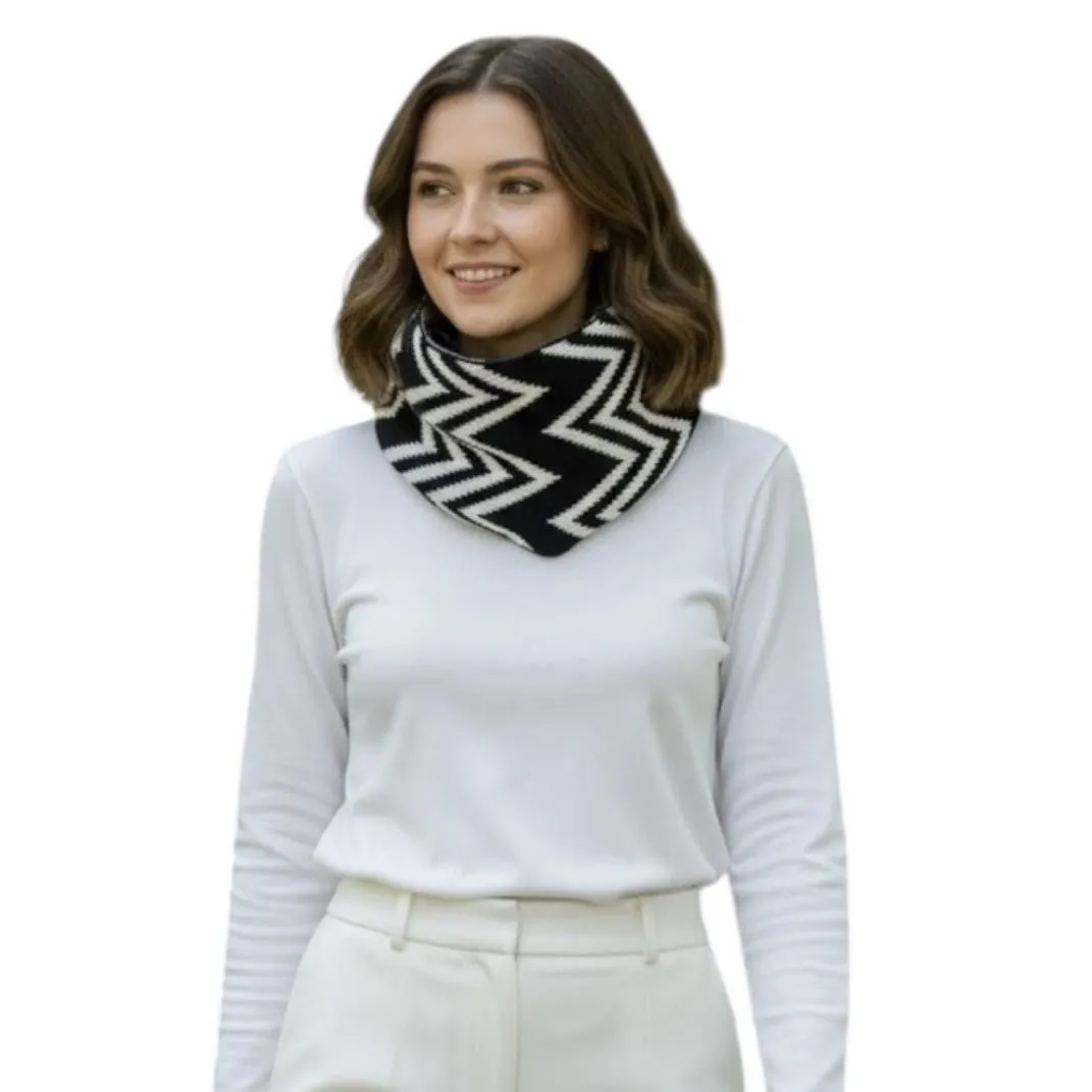 Berkshire Fashions Scarf Lot Womens One Size Black Houndstooth Chevron Cowl - Image 3