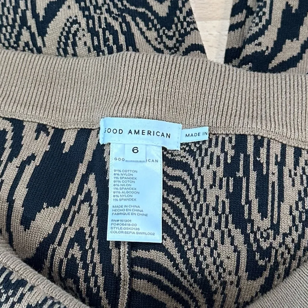 Good American Intarsia Flare Sweater Pants in Sepia Swirl NEW size 6 3X - Image 6