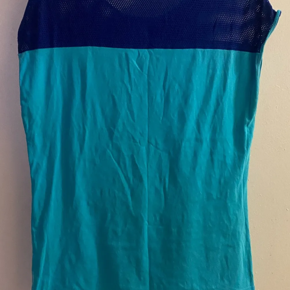 Lauren Ralph Lauren Womens Athletic Tee Shirt L Large Teal Royal Blue Mesh Neck - Image 4