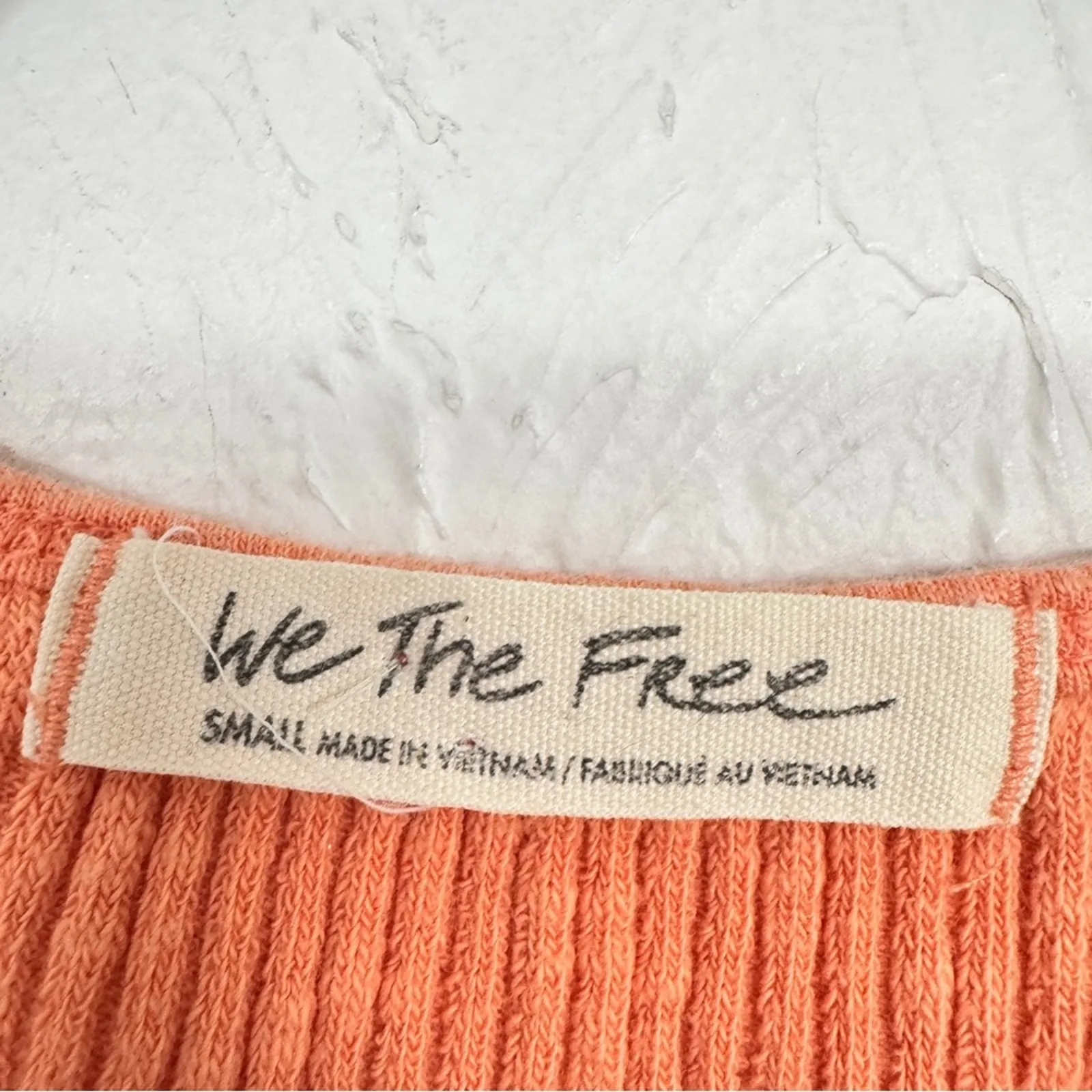 Free People Orange Ribbed Sweetheart Neckline Top Womens S Tank Shirt Casual - Image 3