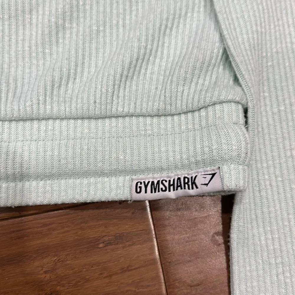 GYMSHARK I Women's Crop Mint Long Sleeve Ribbed Drawstring Shirt Size M - Image 3