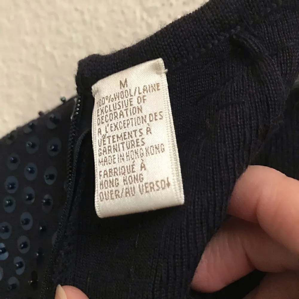 Dana Buckman long sleeve turtleneck wool sequin sweater dress M - Image 3