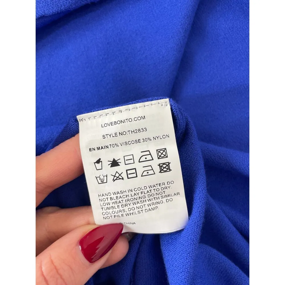 NWT Love, Bonito Aliyah Knit Column Wrap Midi Dress Sleeveless Cobalt Size 2 Blue - Image 8