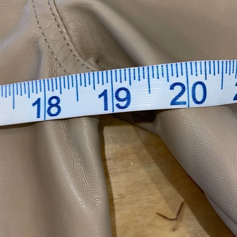 Topshop Womens Short Sleeve Faux Leather Oversized Button-up Shirt Tan Beige 4 N - Image 6