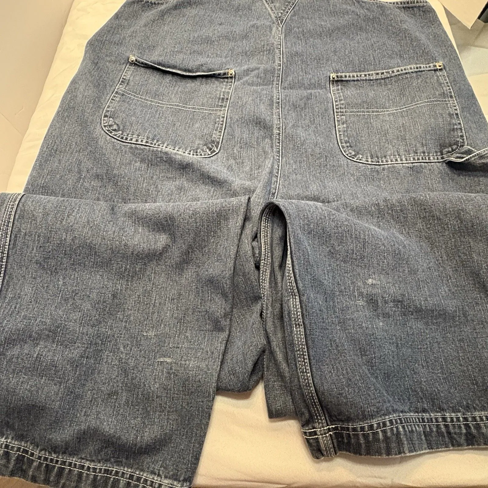 Disney Vtg 90s Pooh Denim Jean Bib Overalls Dungarees Embroidered XL - Image 10