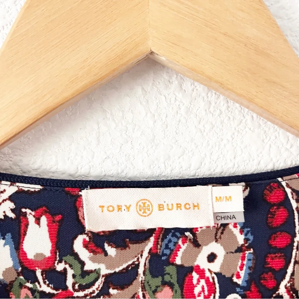 Tory Burch Floral Keyhole Front Long Sleeve in Multicolor - Image 3