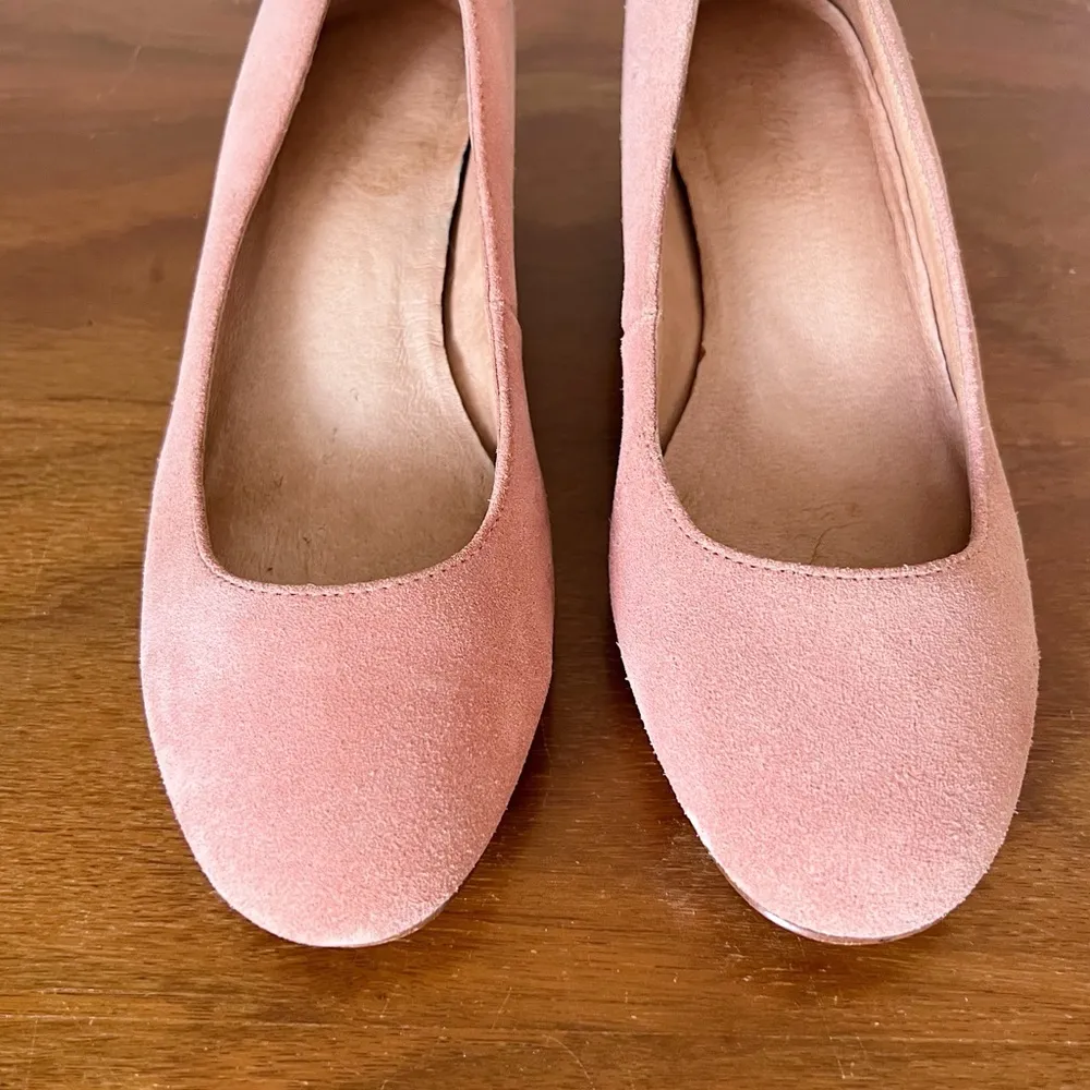 Madewell • Ella Low-Heel Pumps block heel round toe Dusty Clay pink suede - Image 4