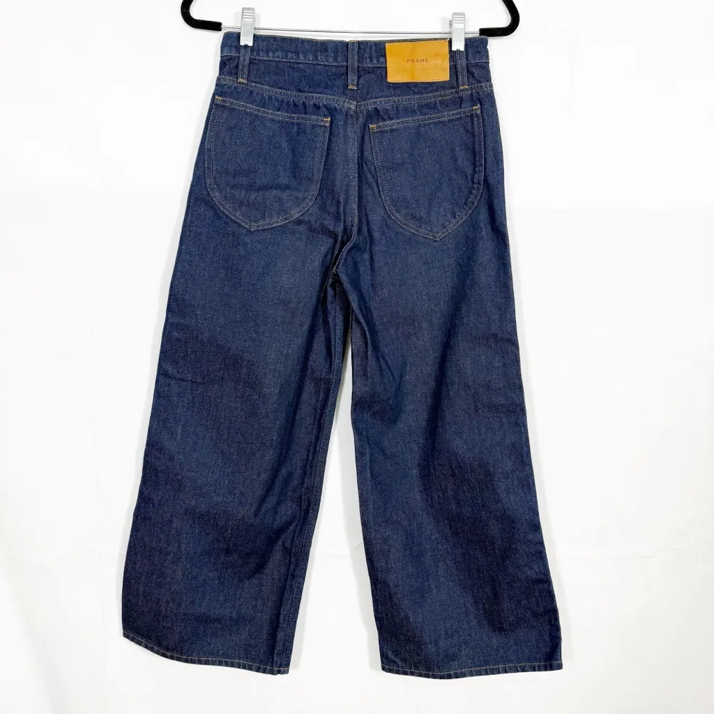 Frame Denim Le Italian Wide Leg Crop Jeans Rinse Dark Wash Rigid Denim High Rise - Image 5