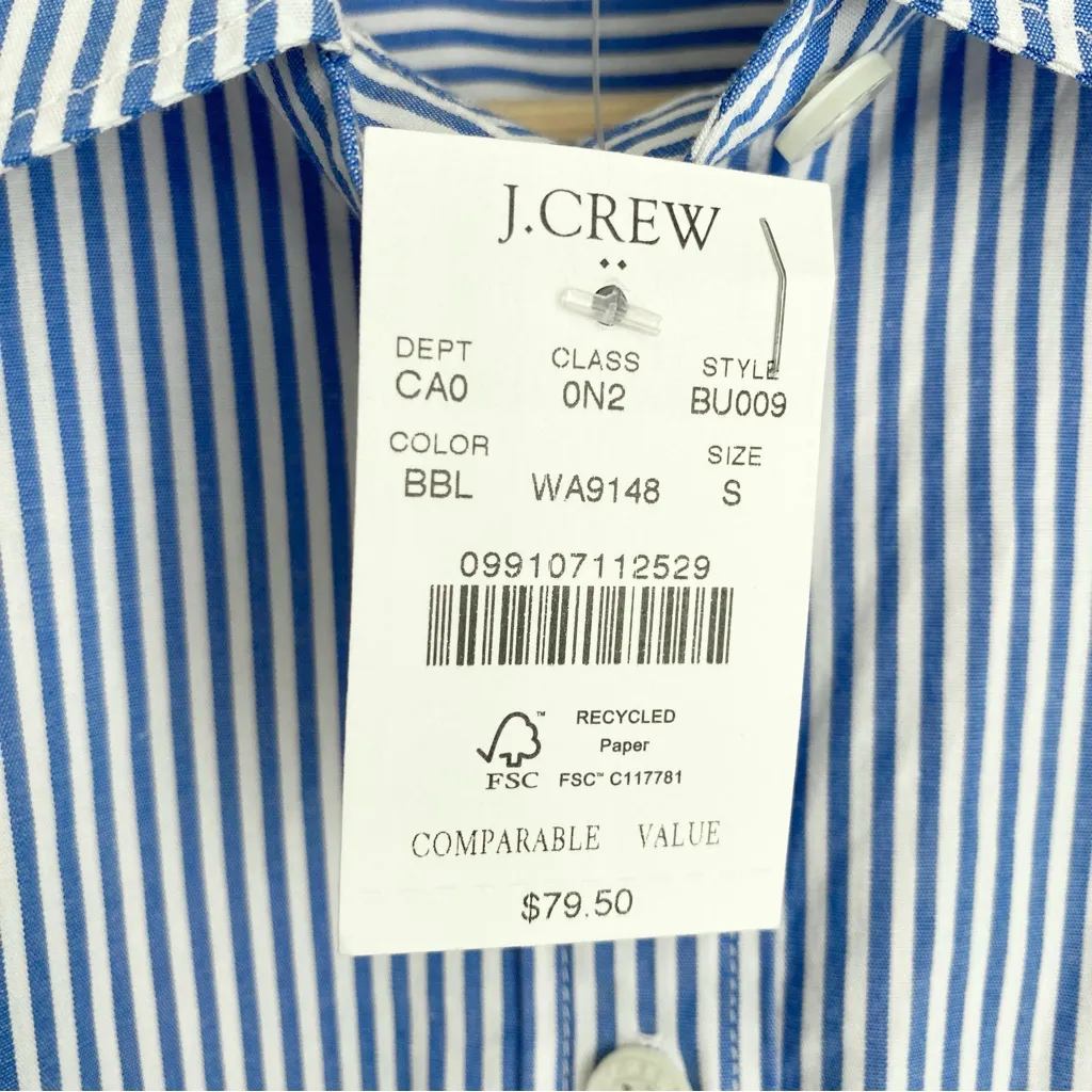 NWT J. Crew Striped Poplin Button Up Shirt in Signature Fit - Image 4
