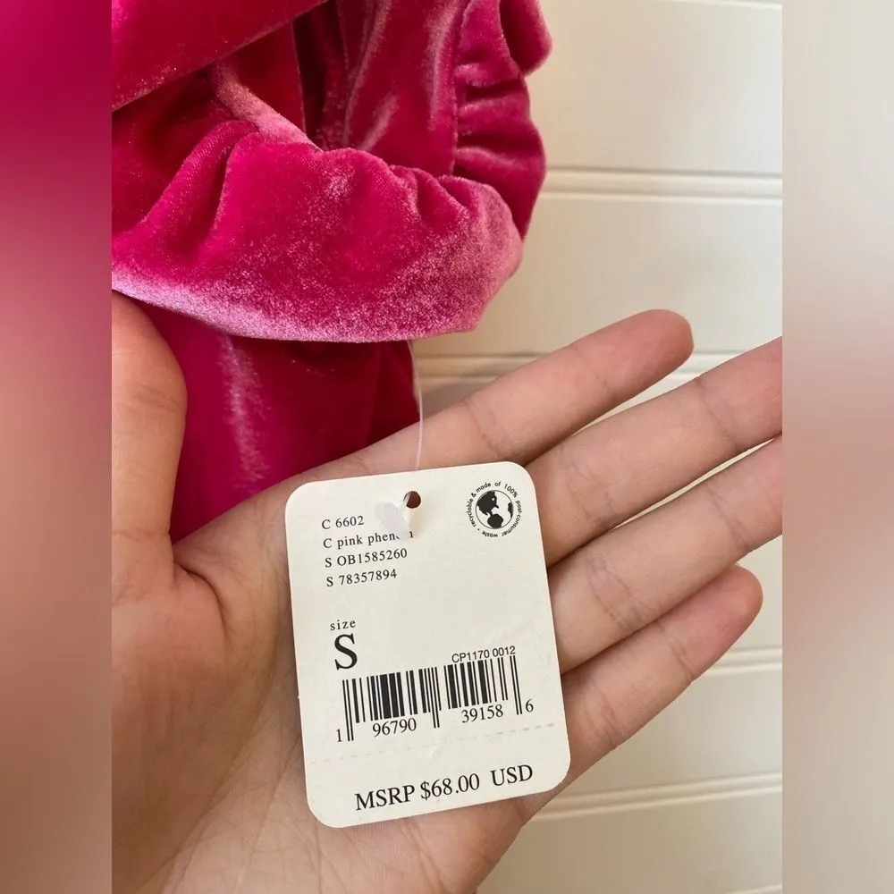 Free People Velvet Barbiecore Pink Puff Sleeve Terese Blouse - Image 4