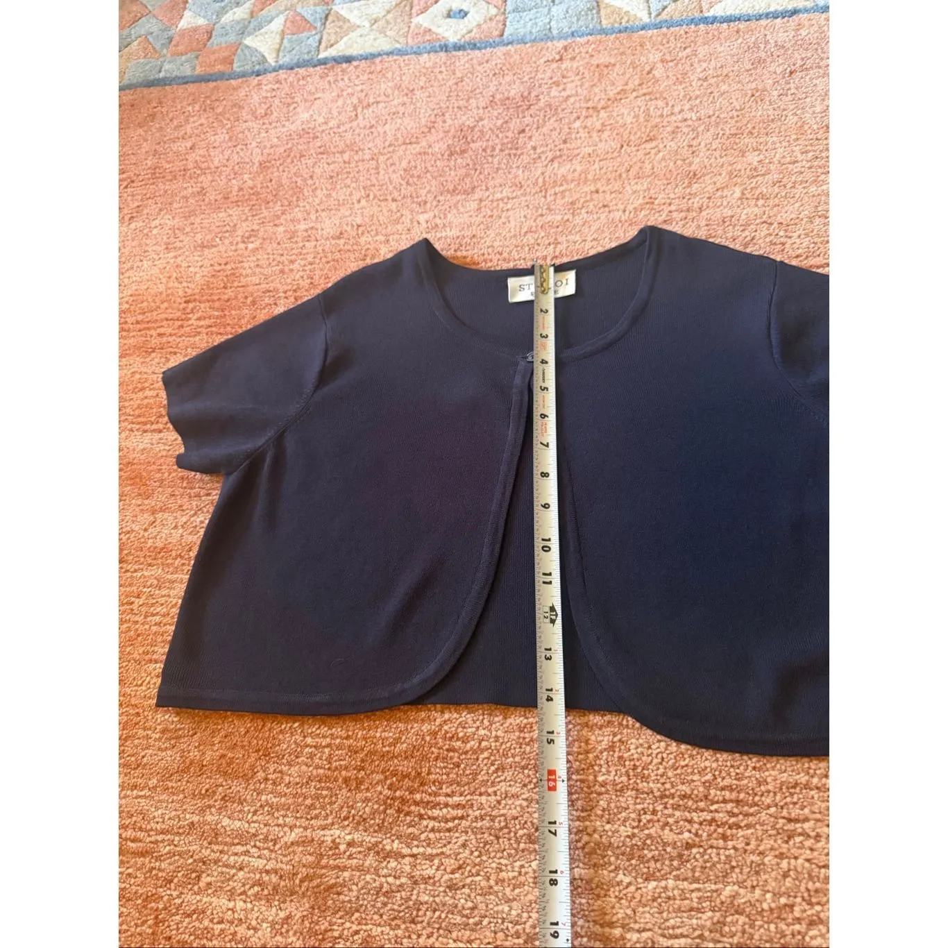 Studio I Petite Black Short Sleeve Cropped Cardigan Size 12P - Image 7