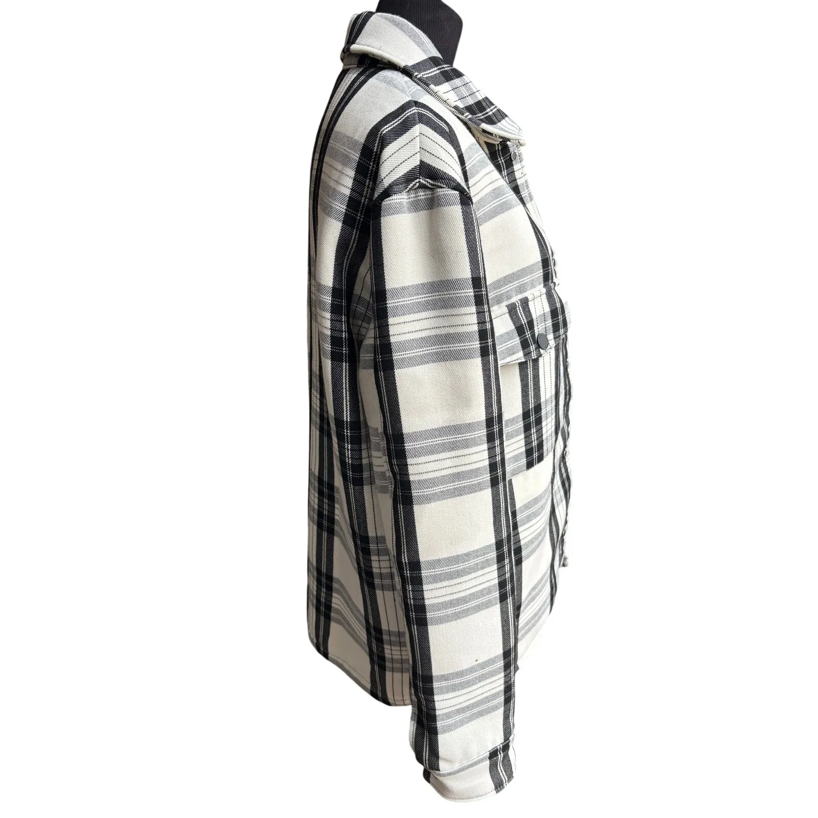 H&M black and white plaid shirt jacket or "shacket", EUR size S, US size S - Image 3