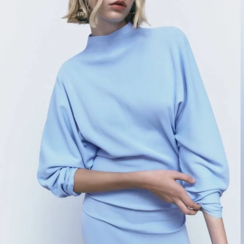 ZARA LIMITED EDITION Baby Blue Knit Bandage Stretch Midi Small NWT - Image 5