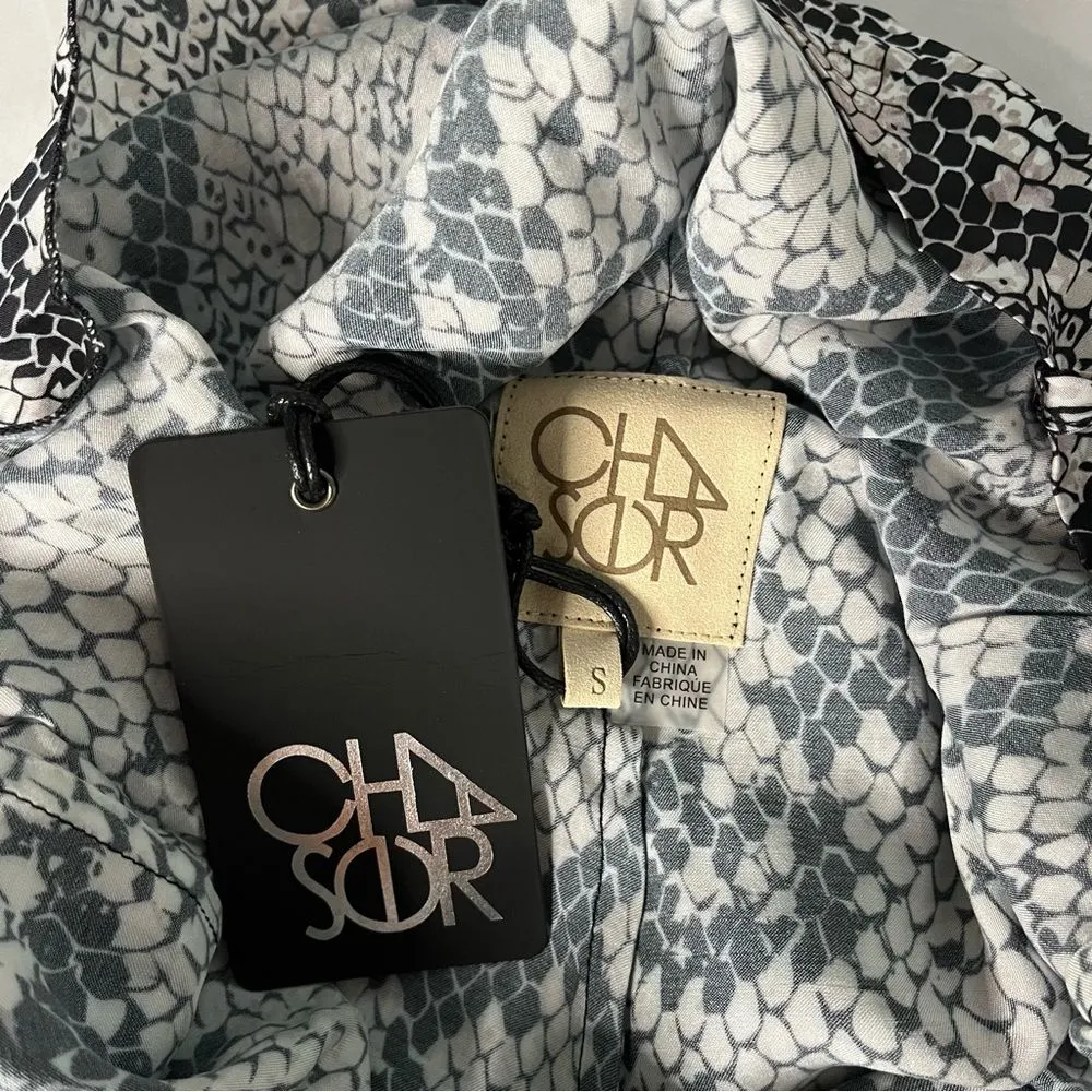 NWT Chaser Women Sz S Grey Snake Print Wide Leg Jumpsuit Spaghetti Strap V Neck - Image 9