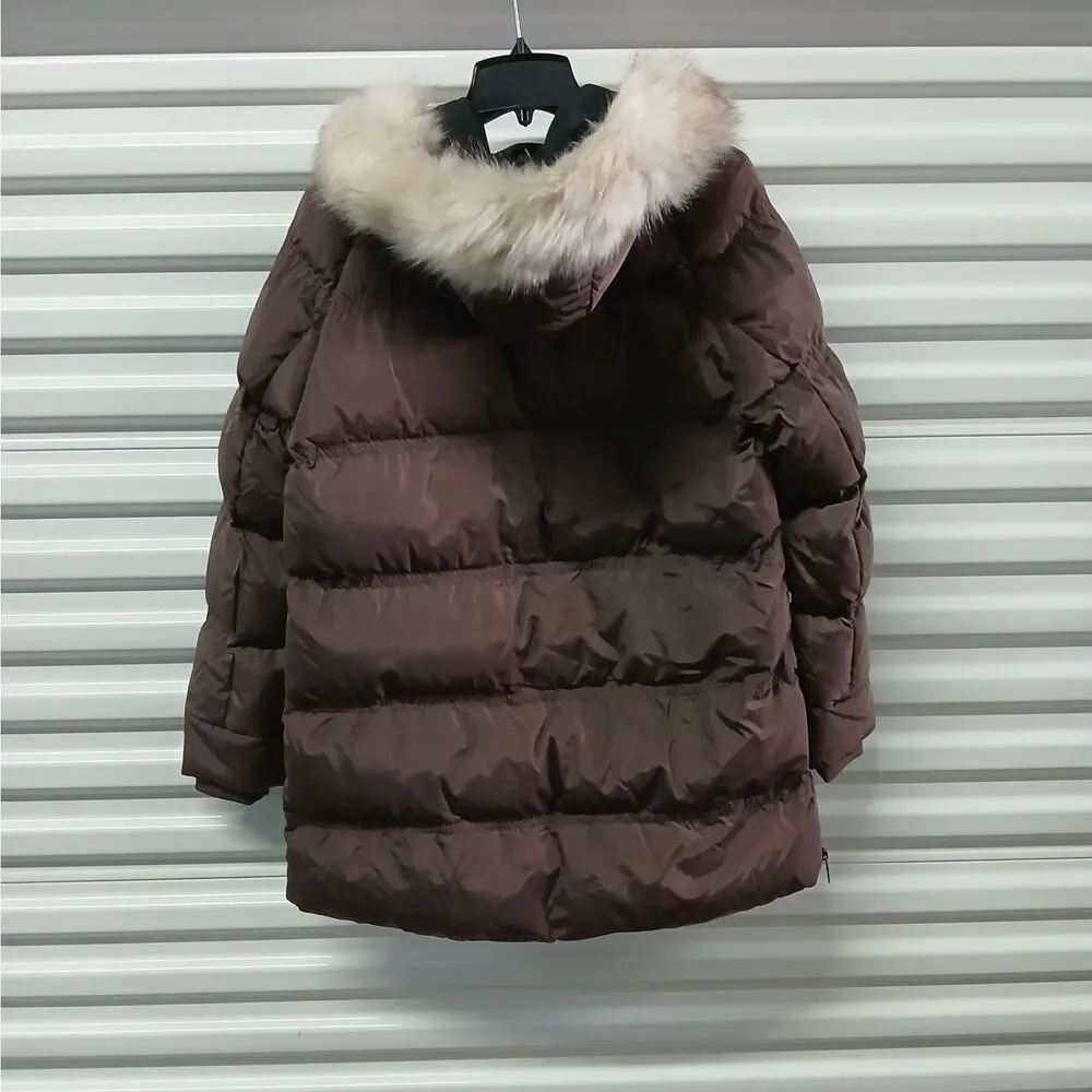 Noize Ophelia Hooded Parka Ski Jacket Women Small Brown Quilted Puffer Coat Snow - Image 2