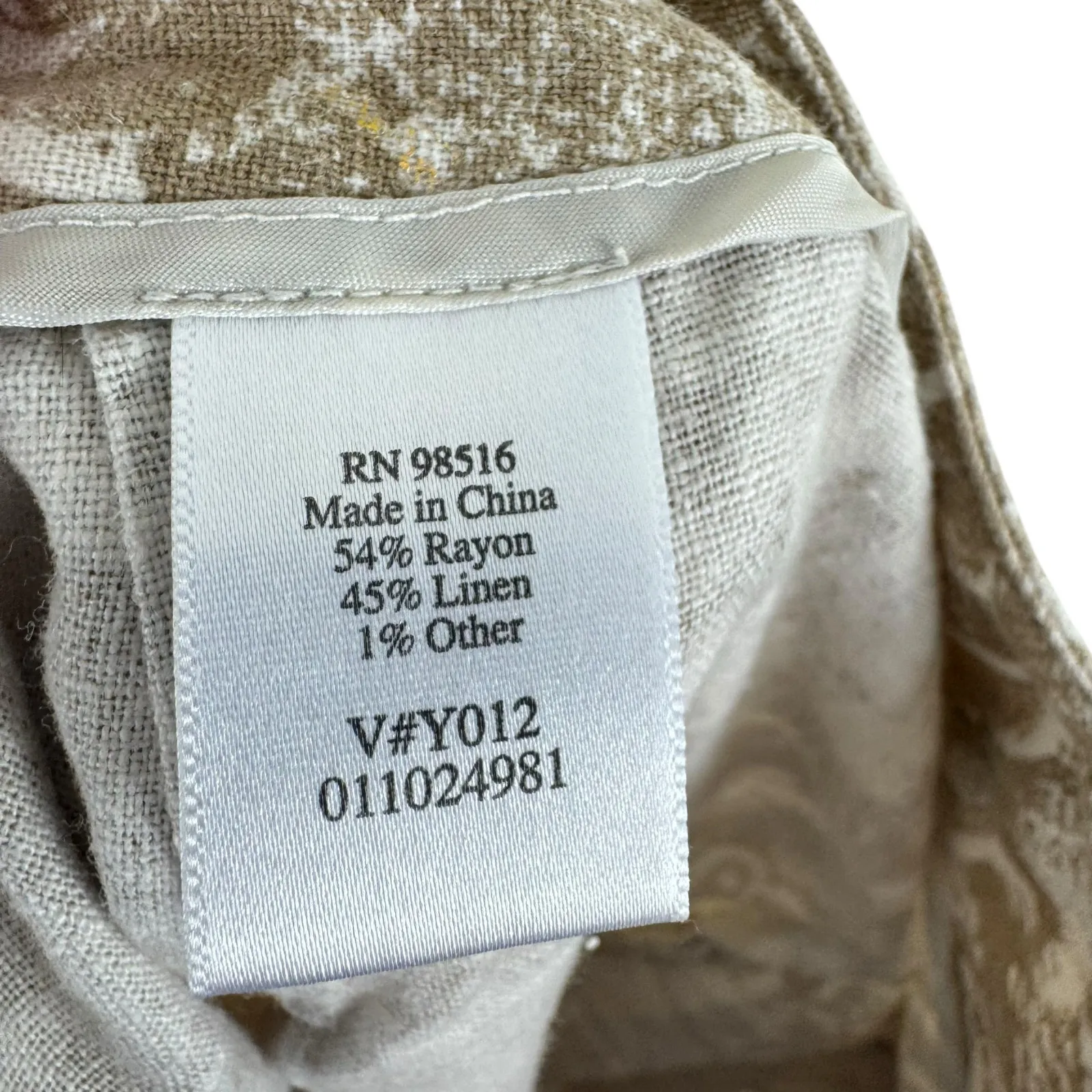 Coldwater Creek Tan Cream Gold Shimmer Linen Blend Mid Rise Capris Size 14P - Image 6