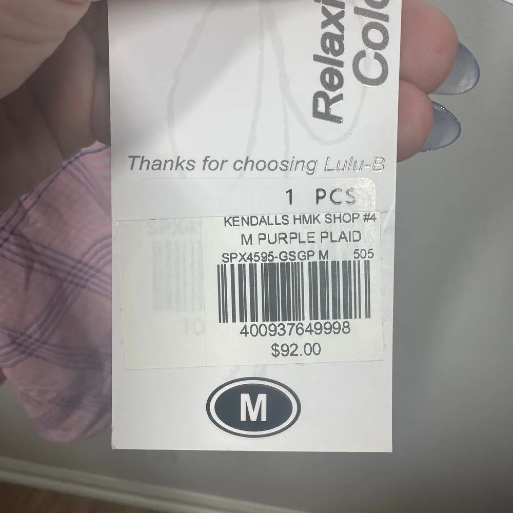 LULU B Dress Women M PINK CHIC NWT ELBOW SLEEVE Plaid UPF 50+ Preppy Summer White Size M - Image 8