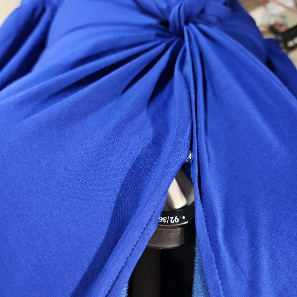 Pretty Garden XL Royal Blue Wrap Dress with Split and Front Bow - Image 6