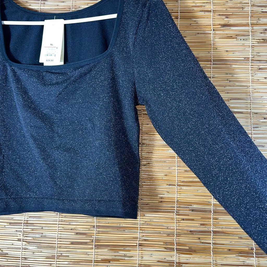 NWT All In Motion Women's Seamless Long Sleeve Blue Glitter Top Size‎ XL - Image 2