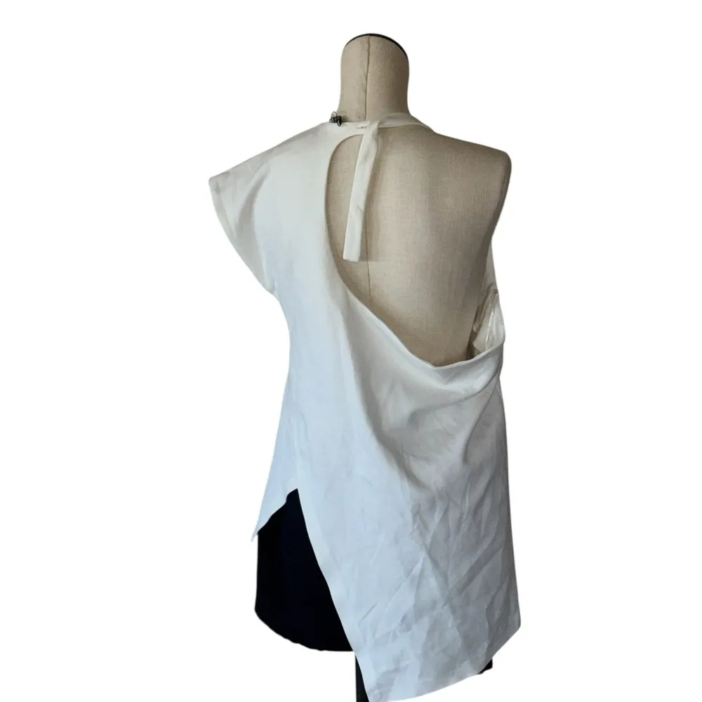 NWOT ZARA One Shoulder Asymmetrical Cut Out Top White Bloggers Fave M - Image 4