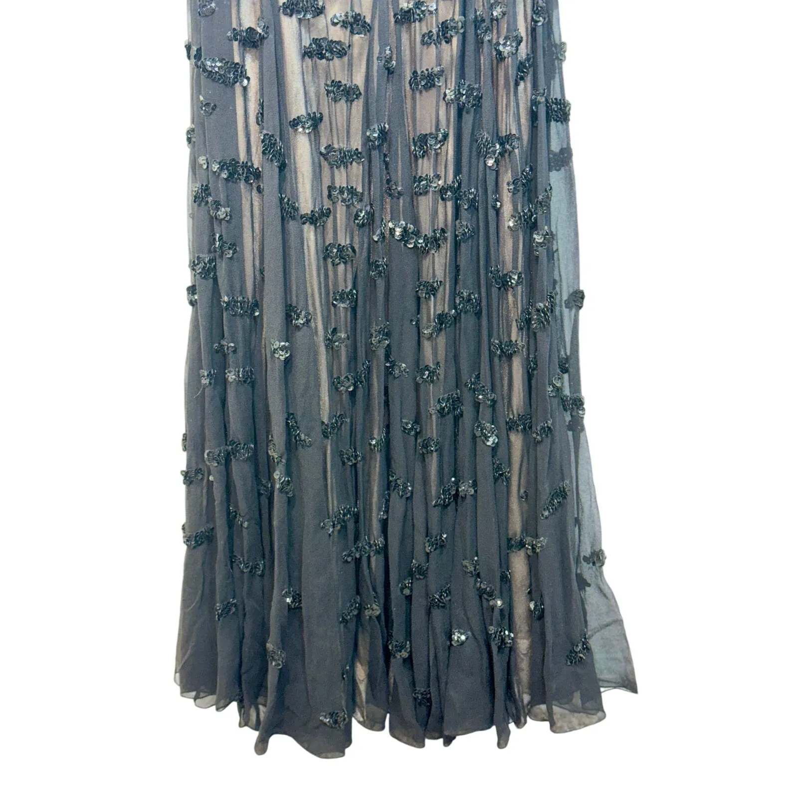 NWT Mandalay Black Nude Silk Beaded Maxi Long Gown Evening Formal Dress Womens 2 - Image 9