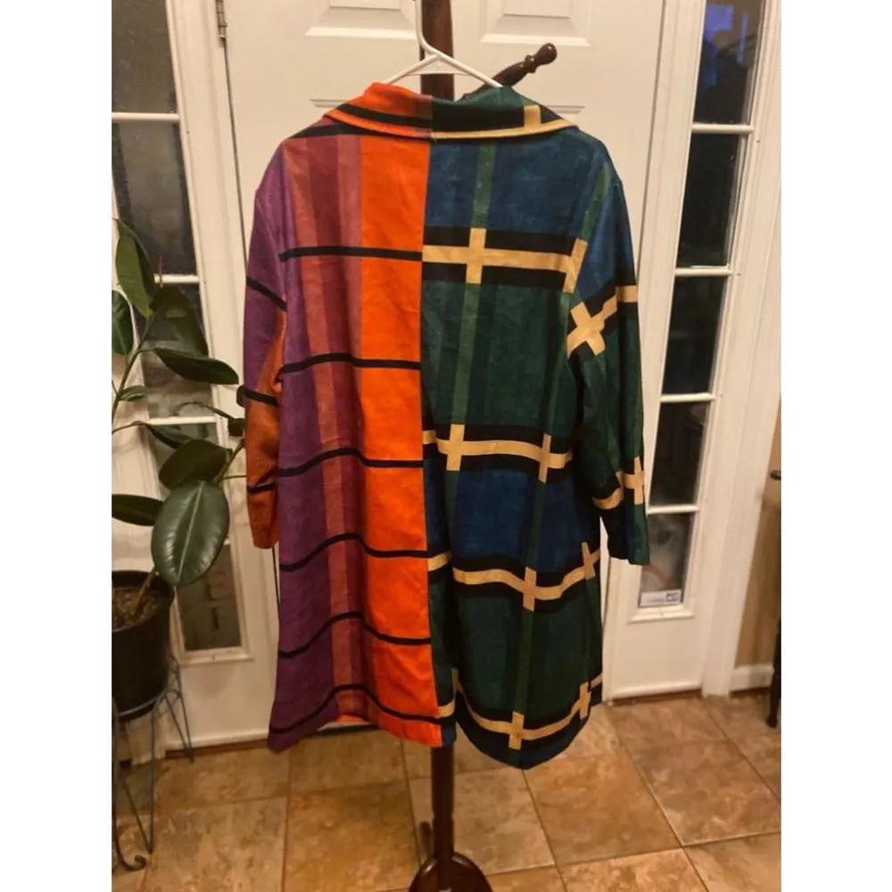 Women's Multicolor Plaid Long Sleeve Blazer size L - Image 5