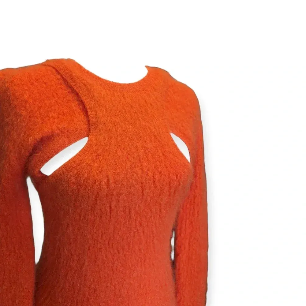 New Isabel Marant Cut Out Sweater Orange Mohair Trendy Influencer XL - Image 5
