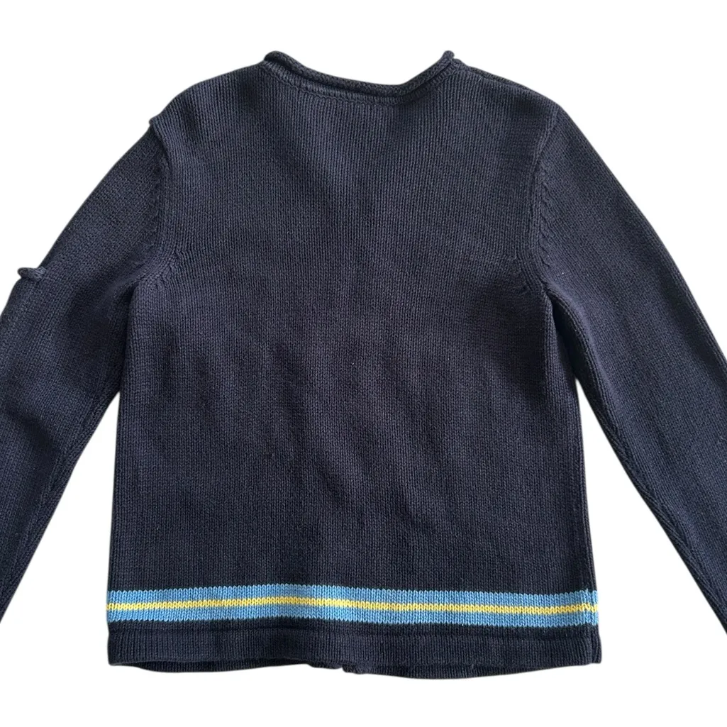 Crazy Horse Heavy Sweater Blue Knit Nautical Anchor Full Zip Coastal retro SizeM Size XL - Image 8