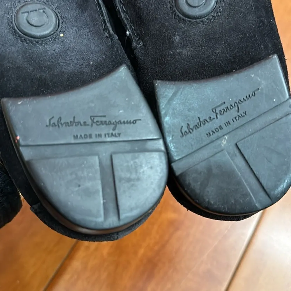 Salvatore Ferragamo Suede Horsebit Black Loafers Size 7 B - Image 5