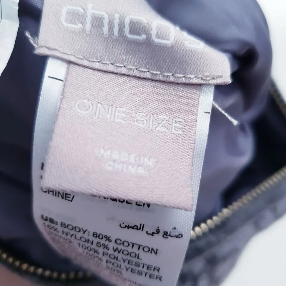 Chicos Gray Leopard Print Wool Blend Travel Bag - Image 3