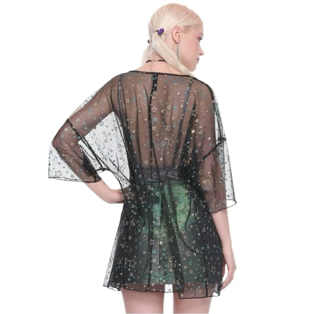 NWOT Hot Topic Glitter Star Sheer Kimono Gothic Halloween Size XL - Image 2