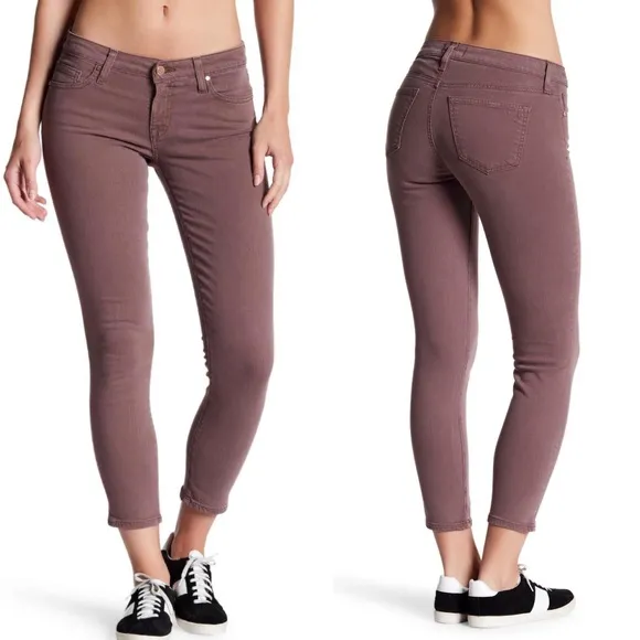 NWT Big Star Women's 24x25 Alex Cropped Skinny Jeans in Altair- Pink/Plum Mauve - Image 2