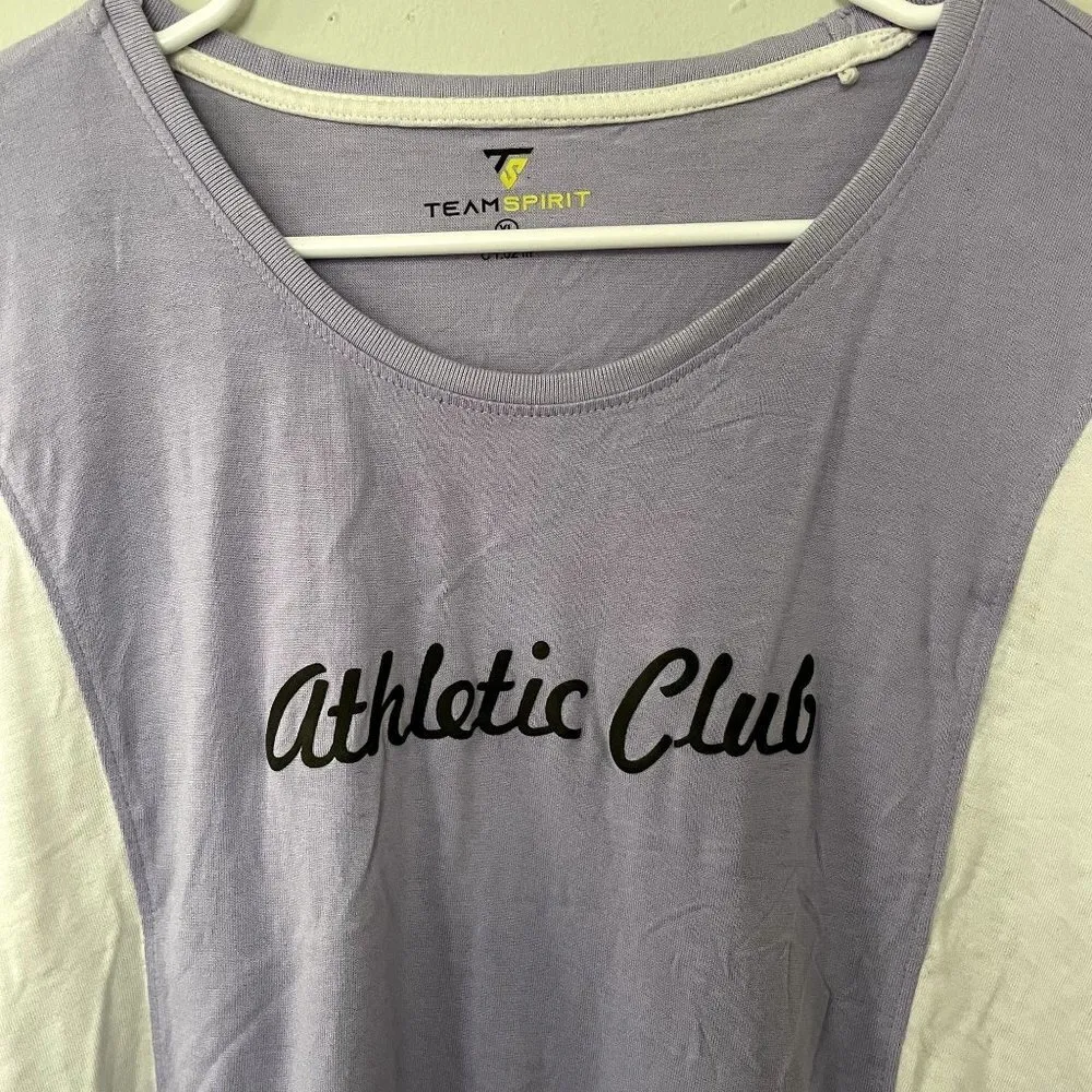 Athletic Club purple and white crop top comfortable shirt casual athleisure Size XL - Image 3