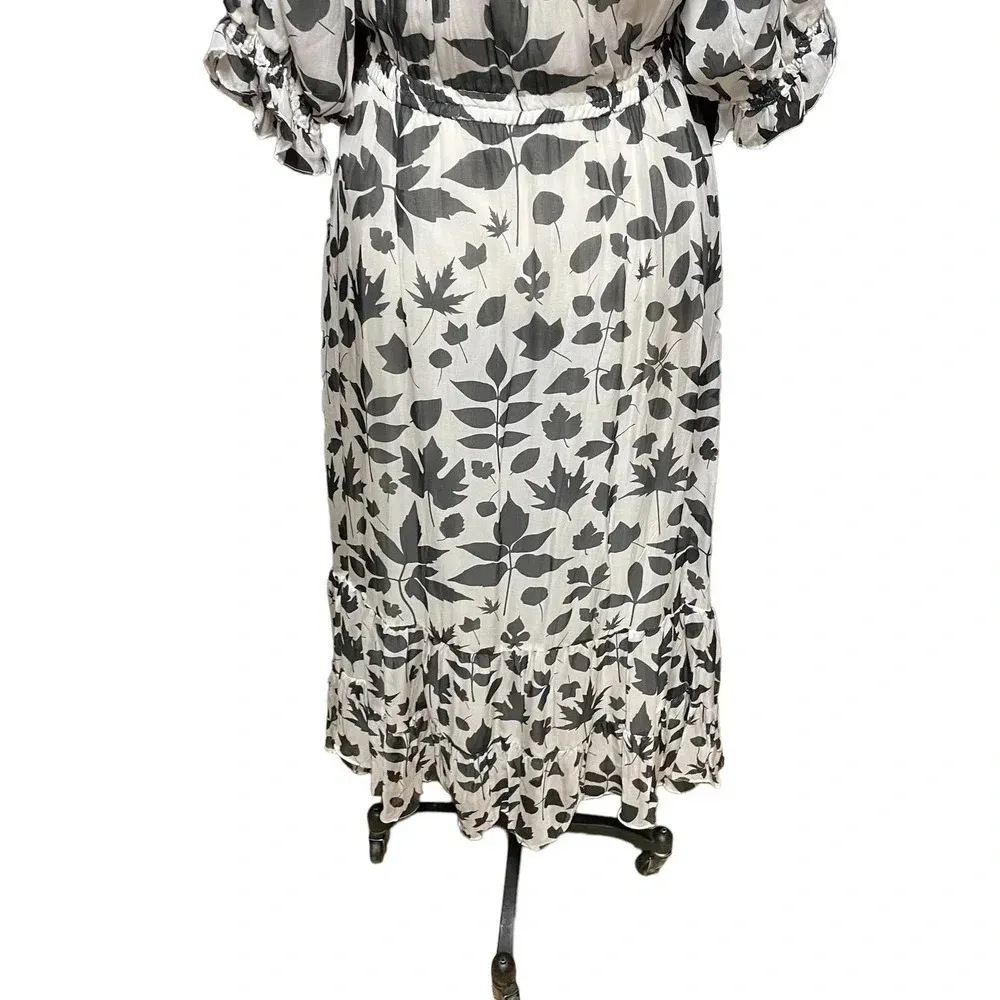 Carolina K for Free People Alexa Maxi Dress White Black Leaves Size Small‎ - Image 9