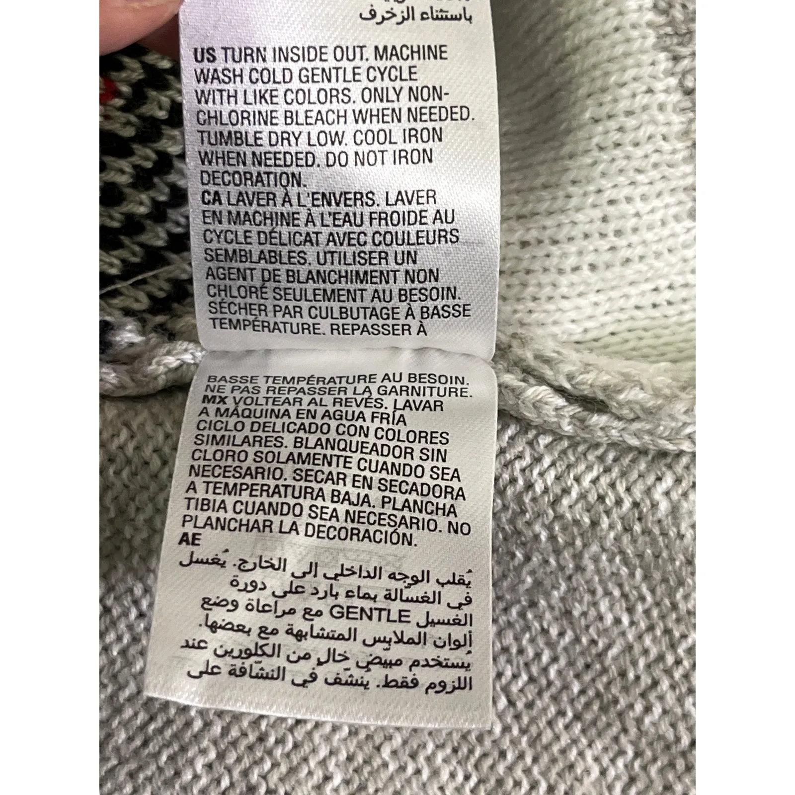 Karen Scott Plus PXL Polar Bear Christmas Sweater Glitter Santa Hat Gray - Image 8