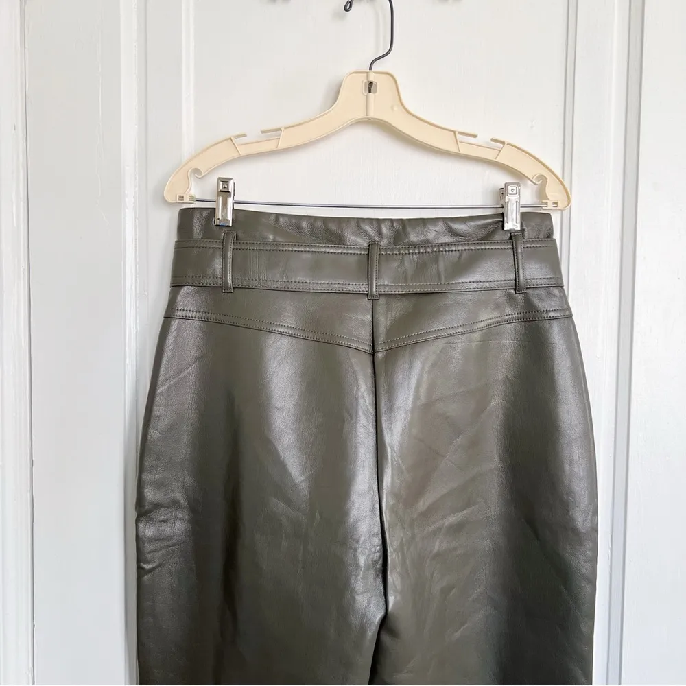 Wilfred • Aritzia High Tied Pants olive green faux leather vegan cropped ankle - Image 10